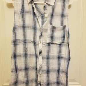 Staccato button-up plaid tank